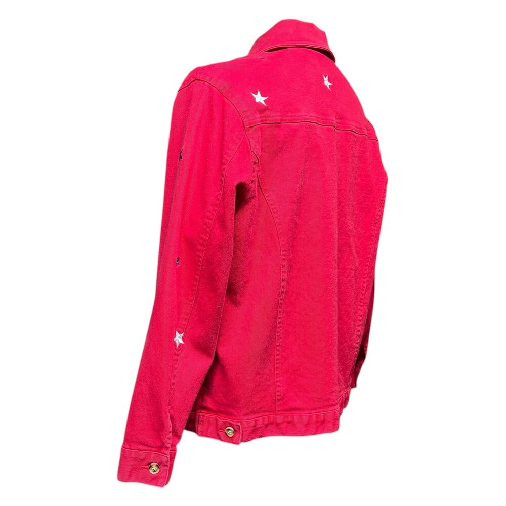 The Quacker Factory Denim Jacket Stars Rhinestones Red Small - Picture 3 of 8